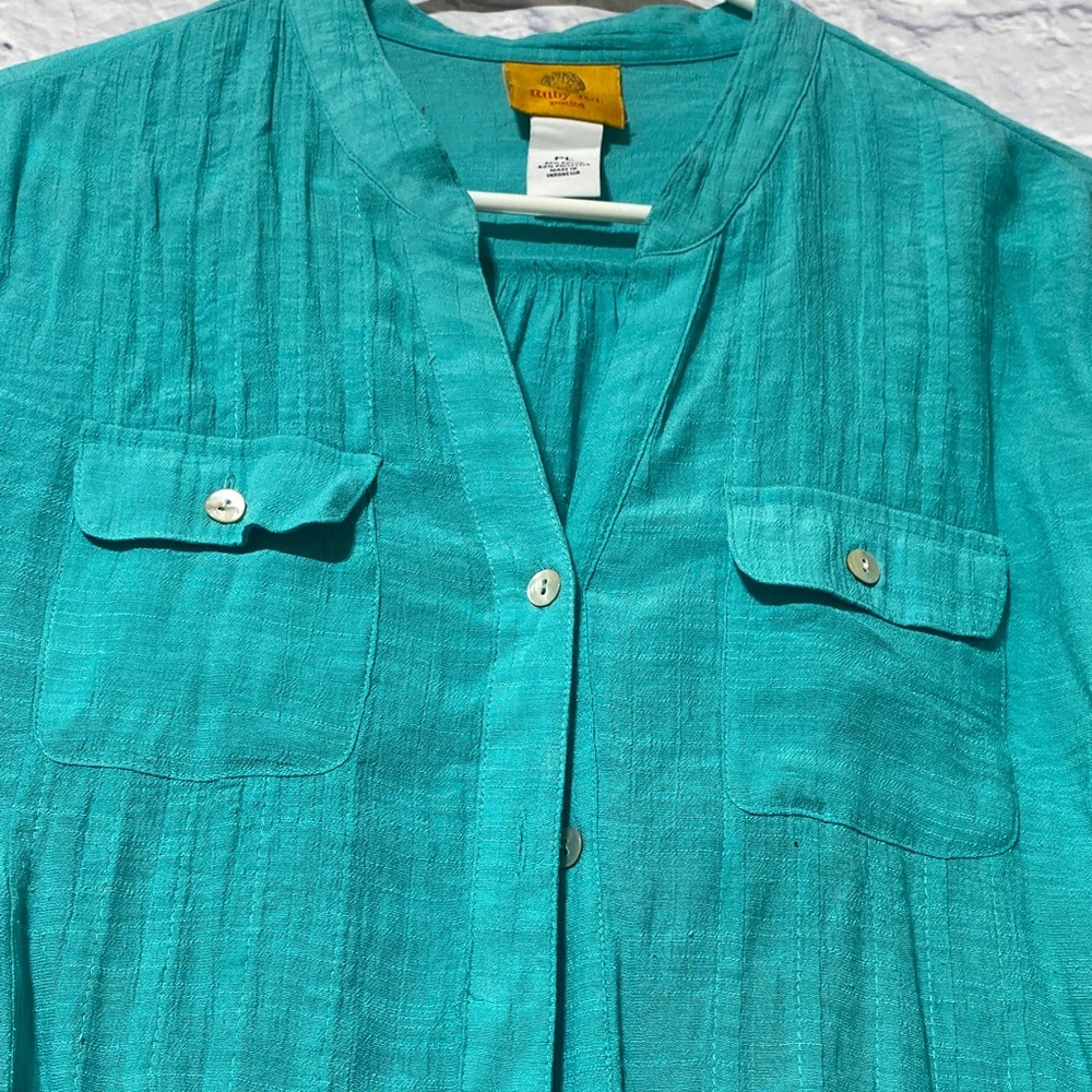 Ruby Rd. Teal Button-Down Shirt - image 3